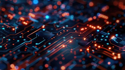 Fototapeta premium Futuristic Circuit Board Technology Close-Up