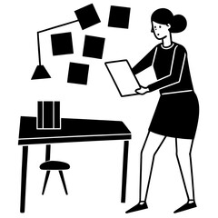 Fototapeta premium person with laptop silhouette on white