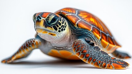 Vibrant Sea Turtle on a White Background. Generative AI
