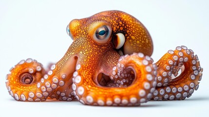 Obraz premium Captivating Orange Octopus on White Background. Generative AI