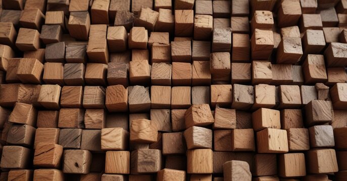 Close-up of wooden cubes arranged as "make it happen" on rustic and rugged surface, persistence, realization, productivity