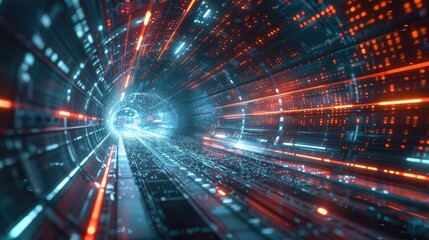 Fototapeta premium High-Speed Futuristic Digital Data Tunnel