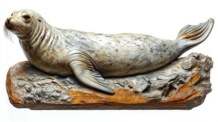 Fototapeta premium Sea Lion Resting on a Coastal Rock. Generative AI
