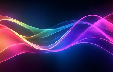 Neon Waves Background, Generative Ai