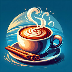 cup of coffee on a blue background