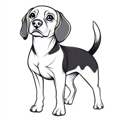 Fototapeta premium Beagle puppy illustration, white background, design element, pet portrait