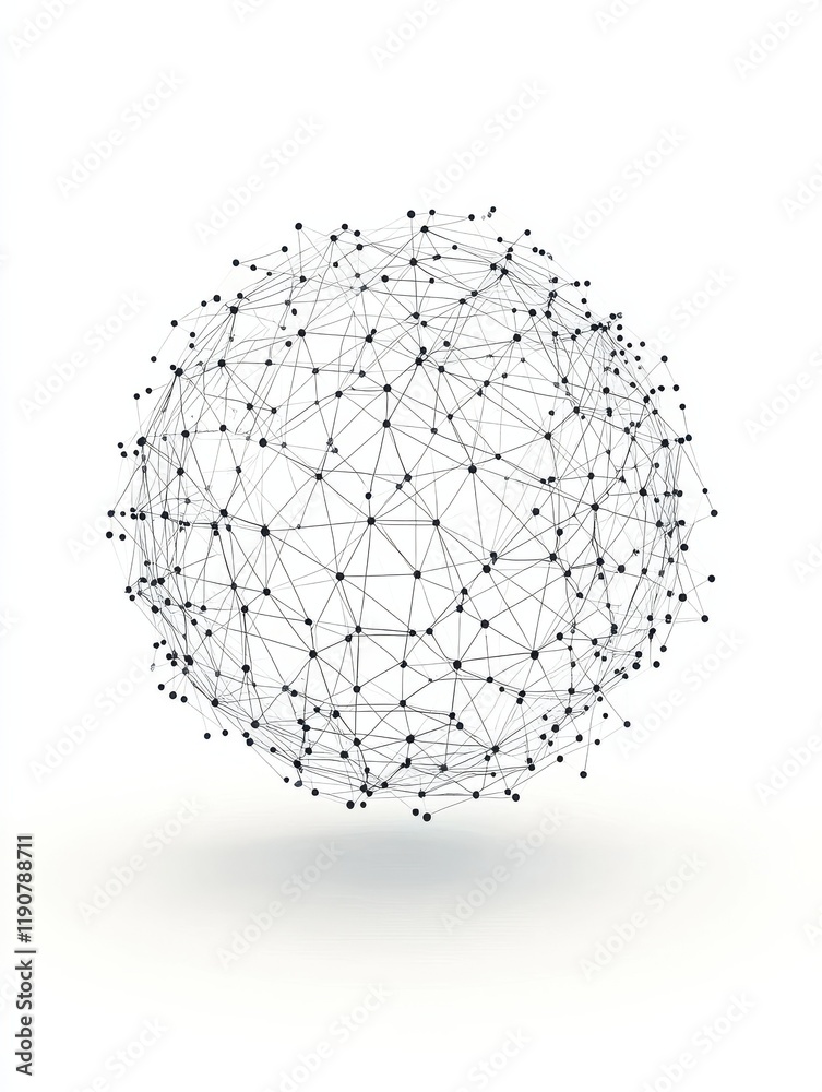 Poster dimensional lattice sphere vector abstraction, 3d polygonal design abstract shape isolated over whit