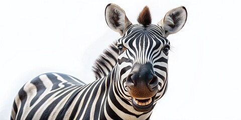Fototapeta premium Happy Zebra Smiling, White Background Stock Photo