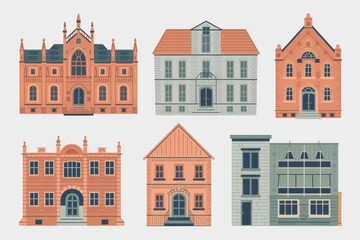Naklejka premium Collection of Diverse Architectural House Designs