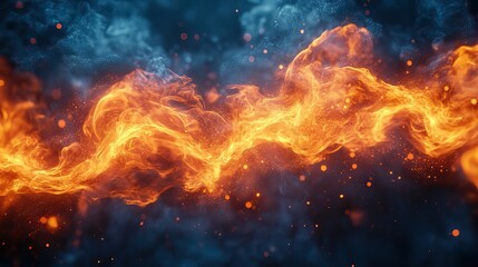 Orange and yellow flames dance and flicker in an S-shaped pattern, creating a mesmerizing display of fire