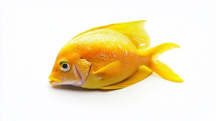 Bright Yellowtail Fish on White Background. Generative AI
