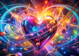 Obraz premium Heart-Shaped Music Notes: A Conceptual Photography Series of Love and Melody