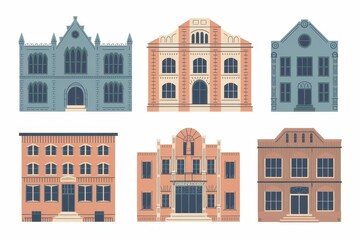 Fototapeta premium Six Diverse Architectural Building Facade Designs