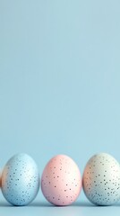 Minimalist Composition of Pastel Easter Eggs on Soft Blue Background Celebrating the Chinese New Year and Easter Day Festivities