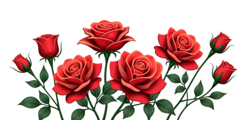 Valentine's Day theme red roses botanical illustration flower arrangement