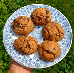 chocolate chip cookies on a plate