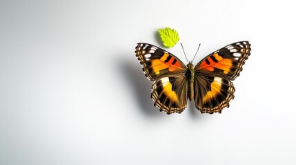 Naklejka premium Vivid Butterfly on a White Background. Generative AI