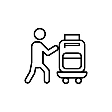recommend clip art: Bellboy with luggage cart icon vector outline logo sign