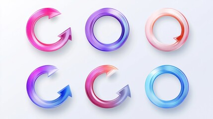 Reload arrows. Circle arrow, connect or recycle digital icons. Connection restart symbols, isolated rotate round group recent vector collection