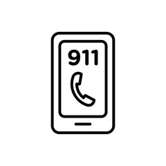 Call 911 phone number icon vector outline logo sign