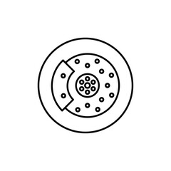 Car brake disk with caliper icon vector outline logo sign