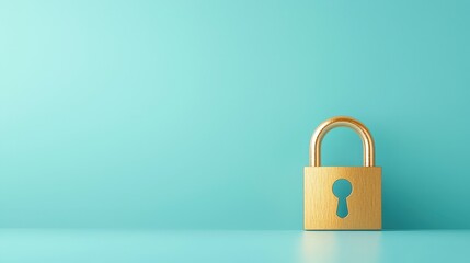 Fototapeta premium Golden Padlock on Teal Background for Security Themes