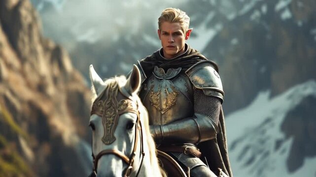 Elf man riding a horse
