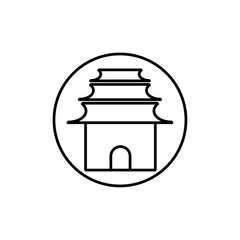 Chinese temple icon vector outline logo sign
