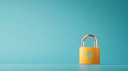 Naklejka premium Modern Gold Padlock on Turquoise Background