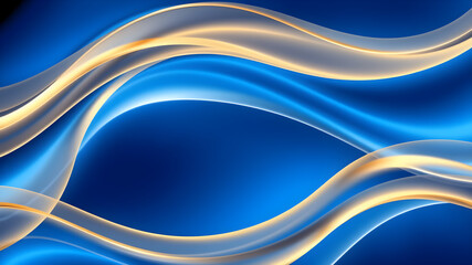 Fototapeta premium Flowing Abstract Art in Blue and Gold Hues