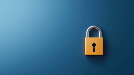 Fototapeta premium Secure Yellow Padlock on Blue Background