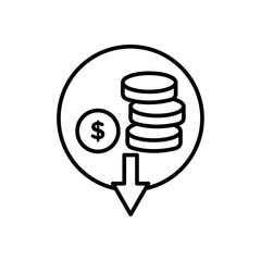 Cost reduction icon vector outline logo sign