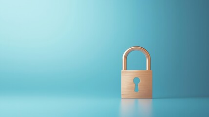 Fototapeta premium Elegant Gold Padlock on a Calm Blue Background