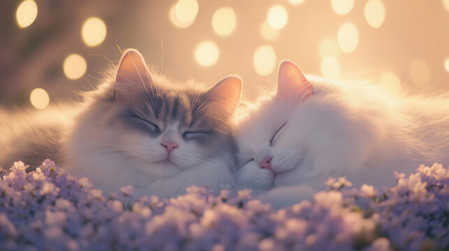 Happy cuple cute cats 
