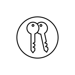 Door key icon vector outline logo sign