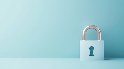 Fototapeta premium Minimalist Lock on a Soft Blue Background