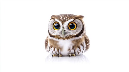 Naklejka premium Close-Up of a Bright-Eyed Owl Isolated on White Background. Generative AI