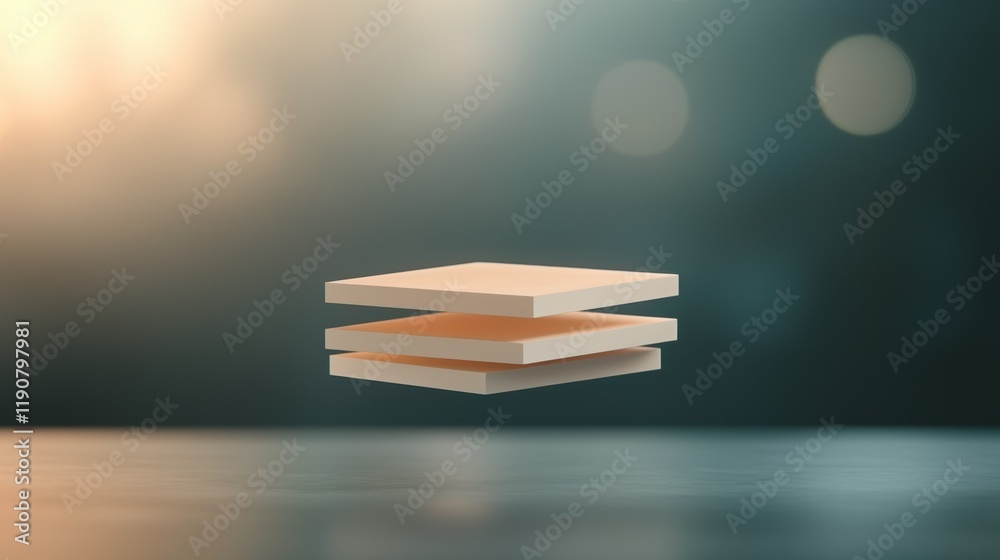 Sticker A stack of three wooden blocks with a white square in the middle