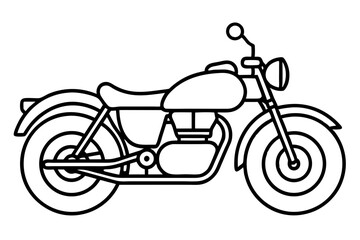 Vintage Motorcycle Vector Line Art Illustration