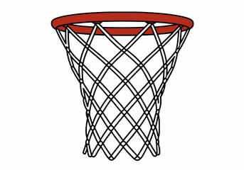 Basketball net clip art. A simple illustration of a basketball net with a red rim and white mesh, ready for the ball to swish through.