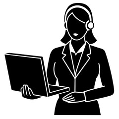 Virtual Assistant Silhouette Remote Customer Support Background icon  