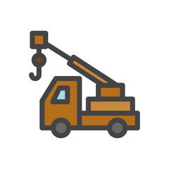 カラー乗り物関連の単品アイコン　クレーン車