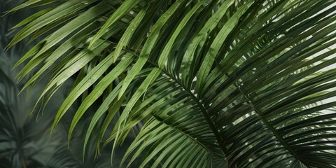 Obraz premium Close-up shot of a single tropical palm leaf with a unique shape and coloration, botanical focus, plant anatomy, garden feature
