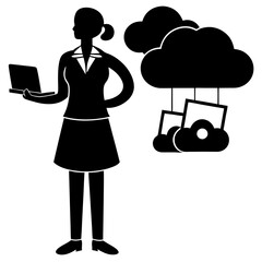 silhouette of a person with a cloud