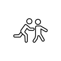 Man pushing another person icon vector outline logo sign