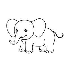 Elephant cartoon line art for children coloring book. coloring page  of a cute baby elephant cartoon