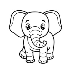 Elephant cartoon line art for children coloring book. coloring page  of a cute baby elephant cartoon
