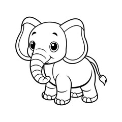 Fototapeta premium Elephant cartoon line art for children coloring book. coloring page of a cute baby elephant cartoon