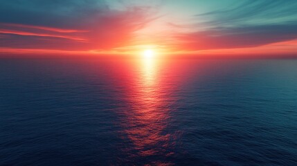 Fototapeta premium Vibrant sunset over calm ocean.