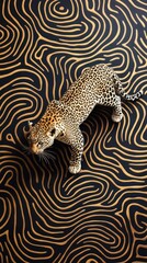 Leopard on Abstract Patterned Background